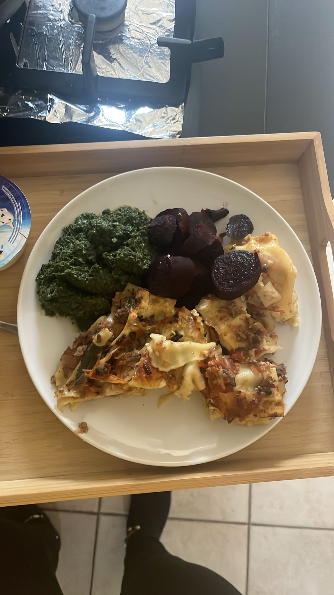Lasagnes, épinards, betteraves