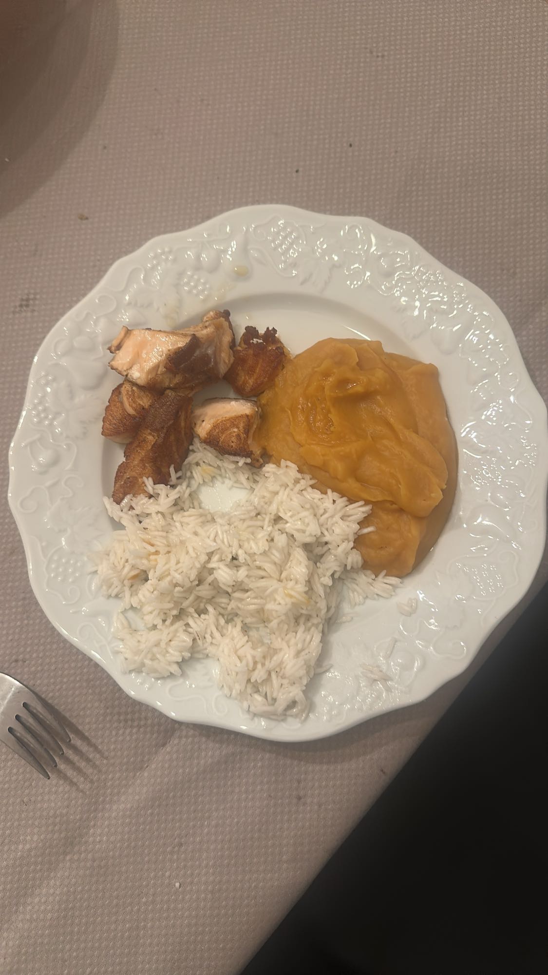 Saumon, riz et purée