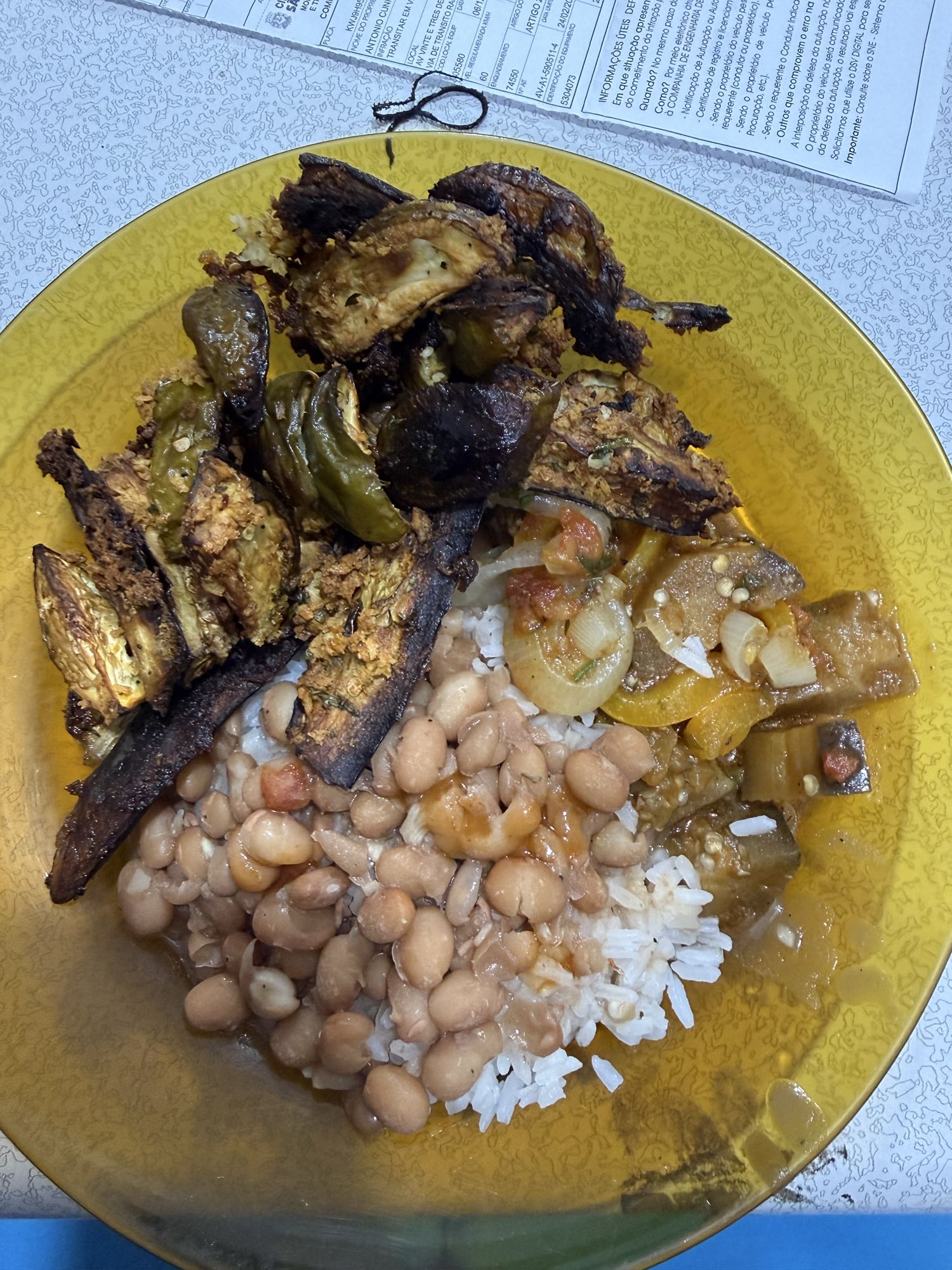 Arroz, feijão e legumes