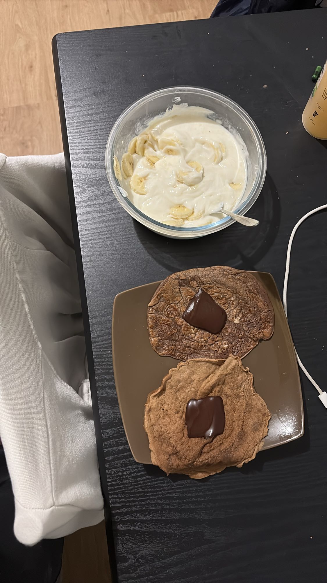 Crêpes et yaourt banane