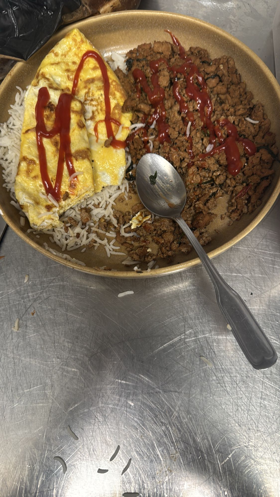 Ris med köttfärs och ägg