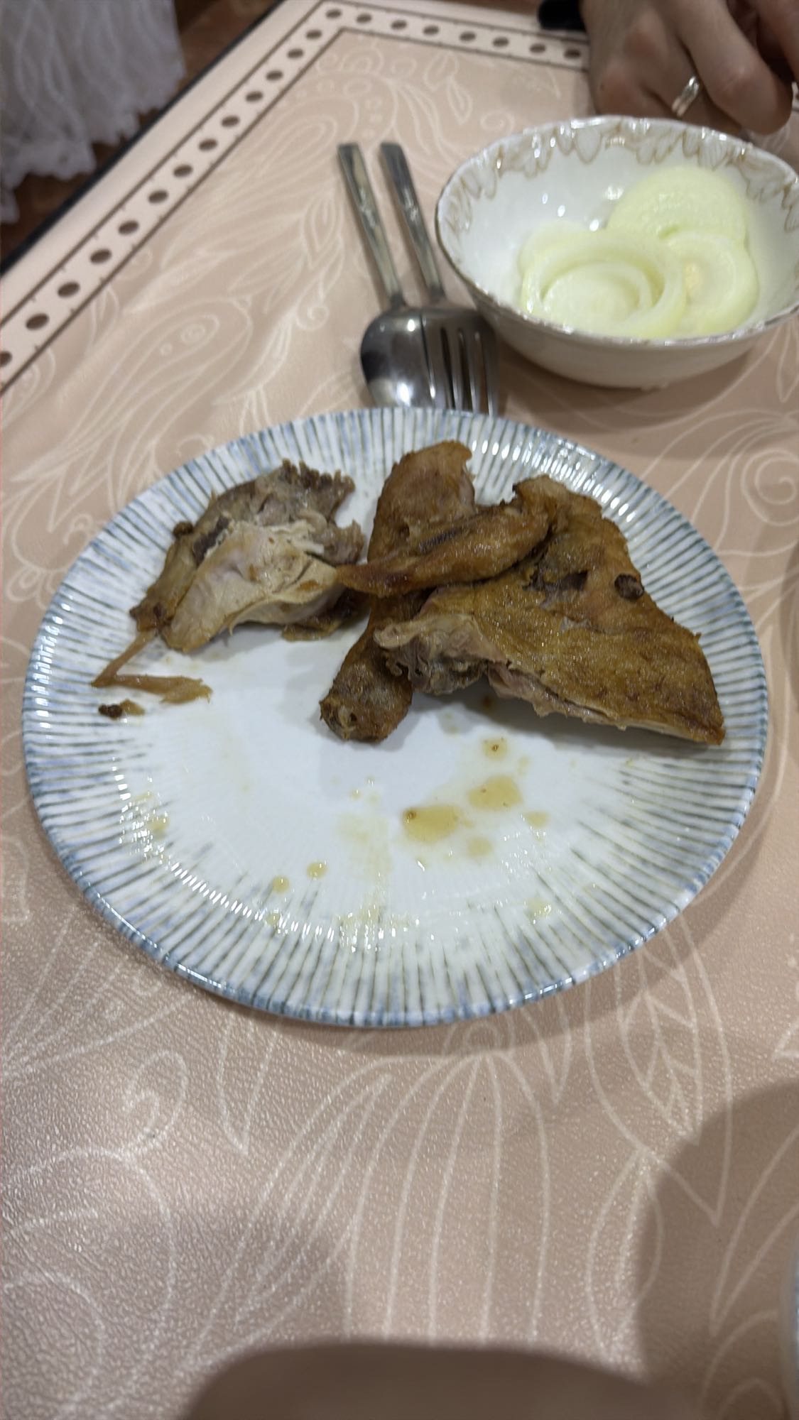 жареная курица с луком