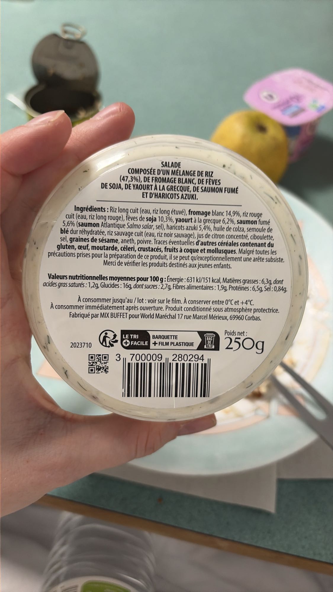 Salade riz saumon fromage