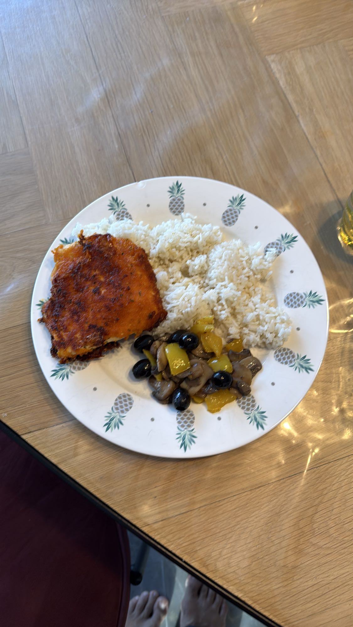 Rice with cordon bleu and veggies