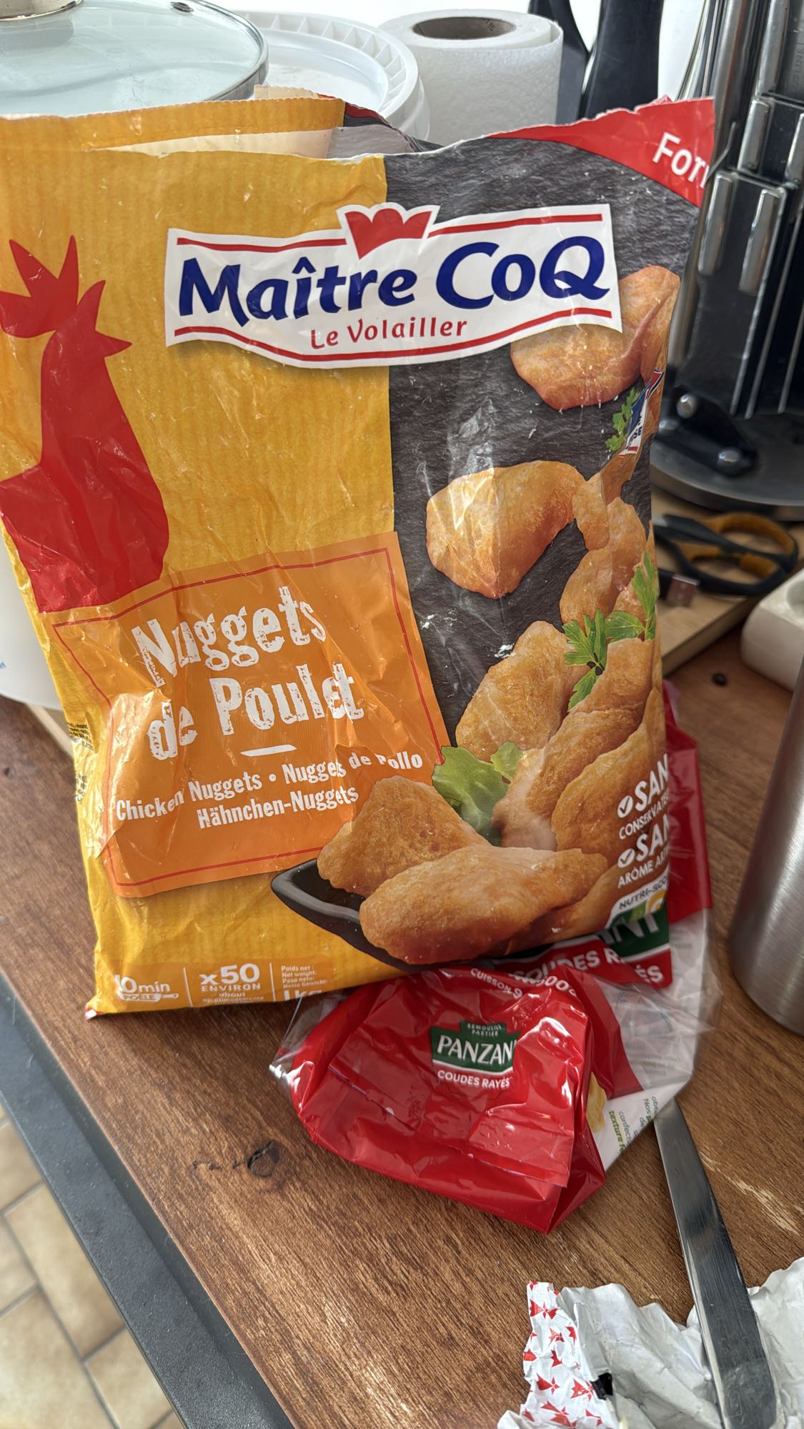 Nuggets de poulet et pâtes