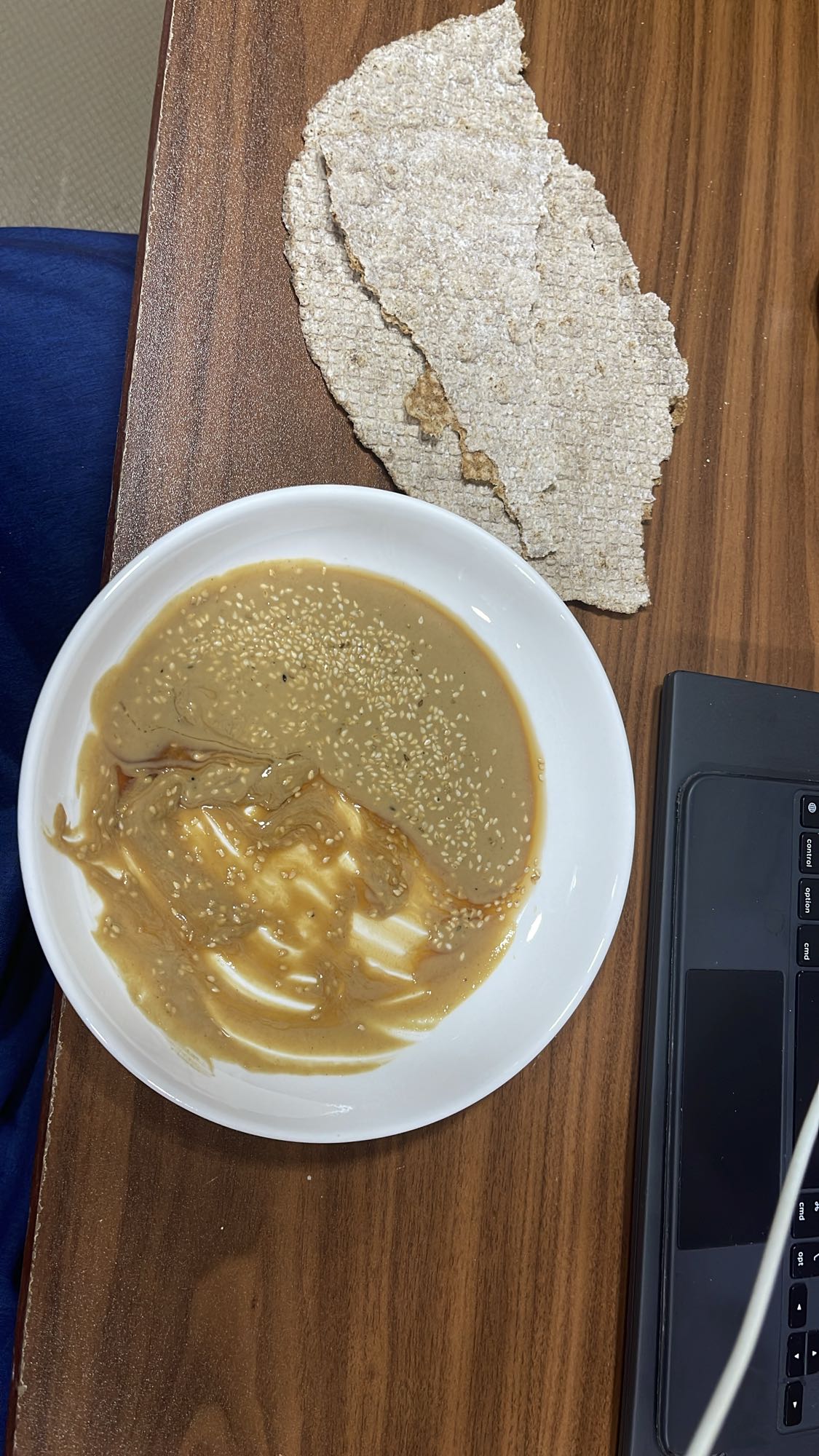 Date syrup and tahini with barley flatbread