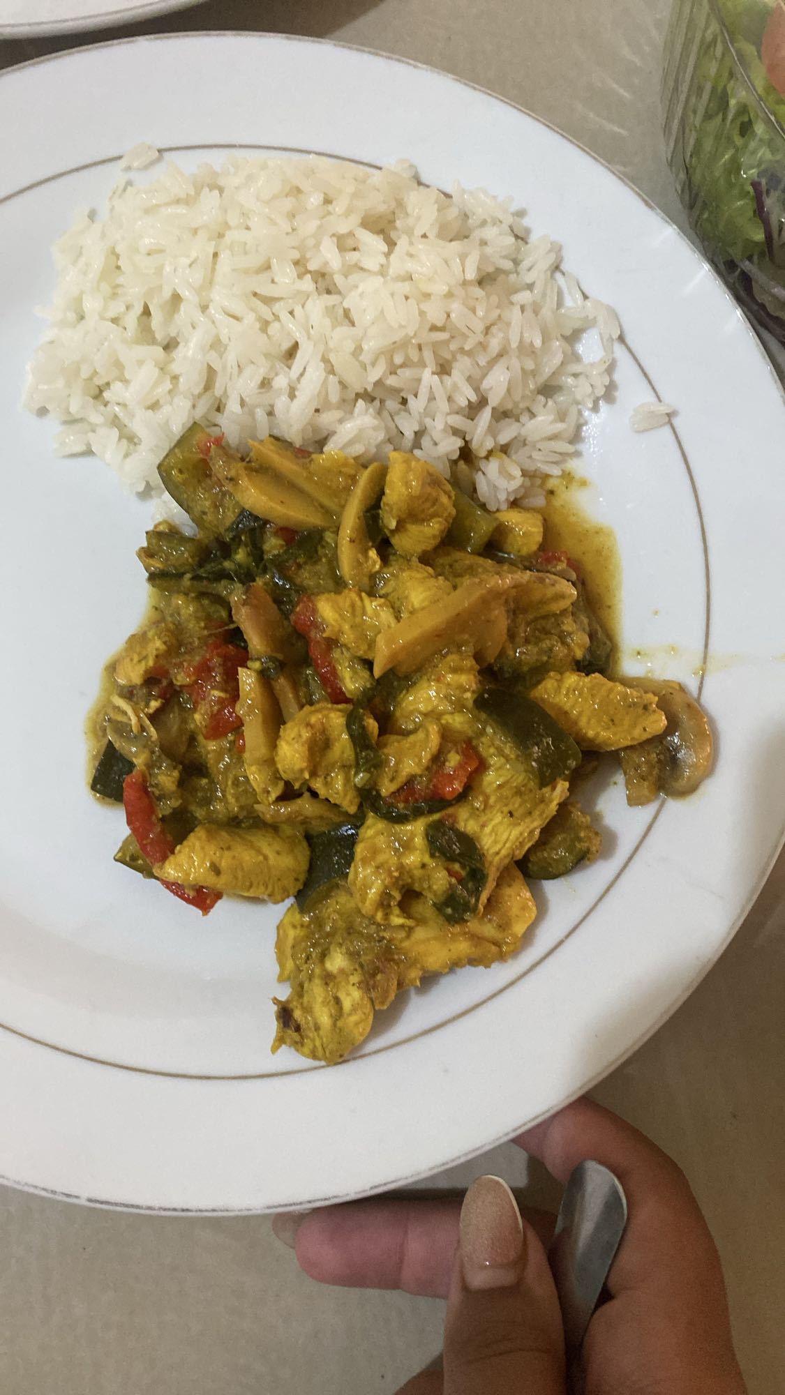 pollo al curry con arroz