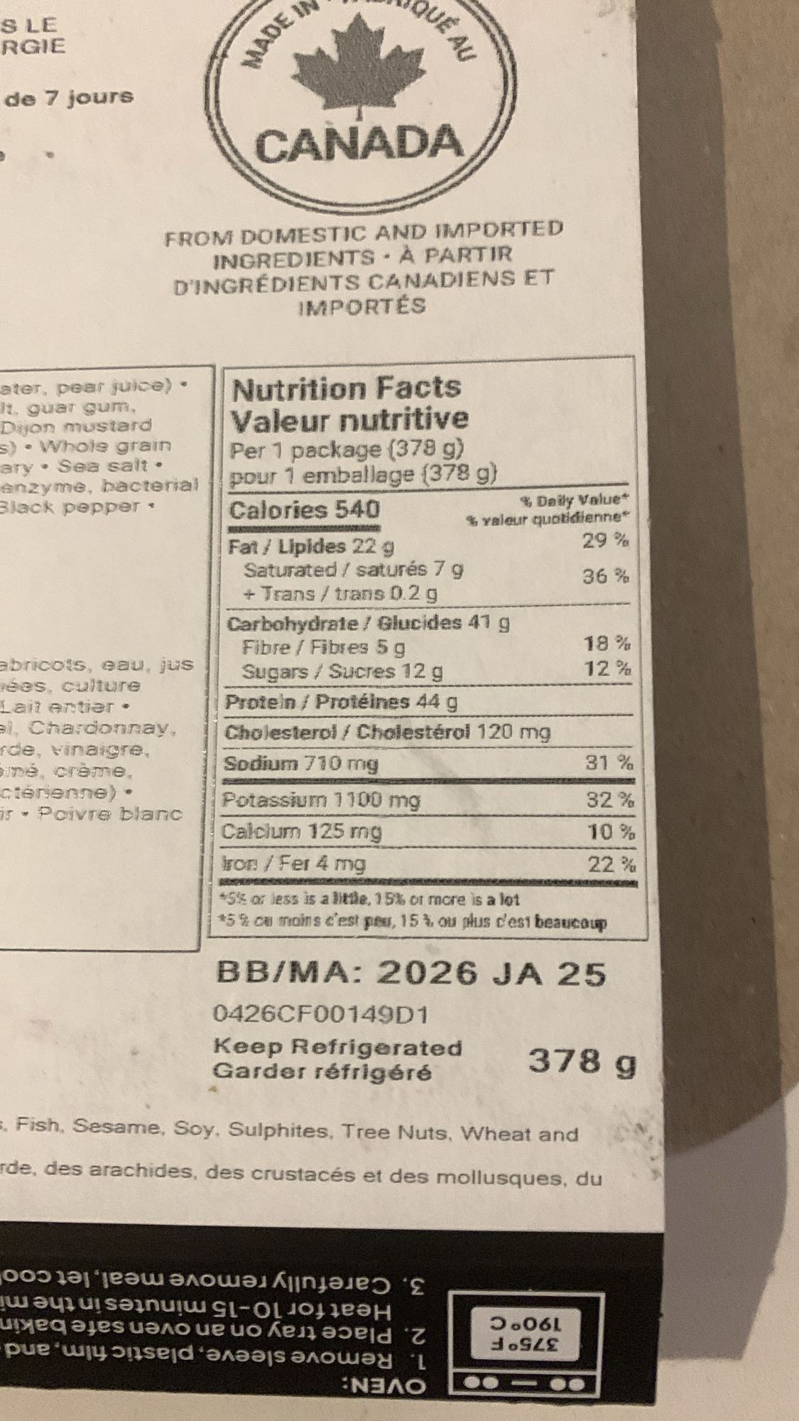 repas préparé canadien