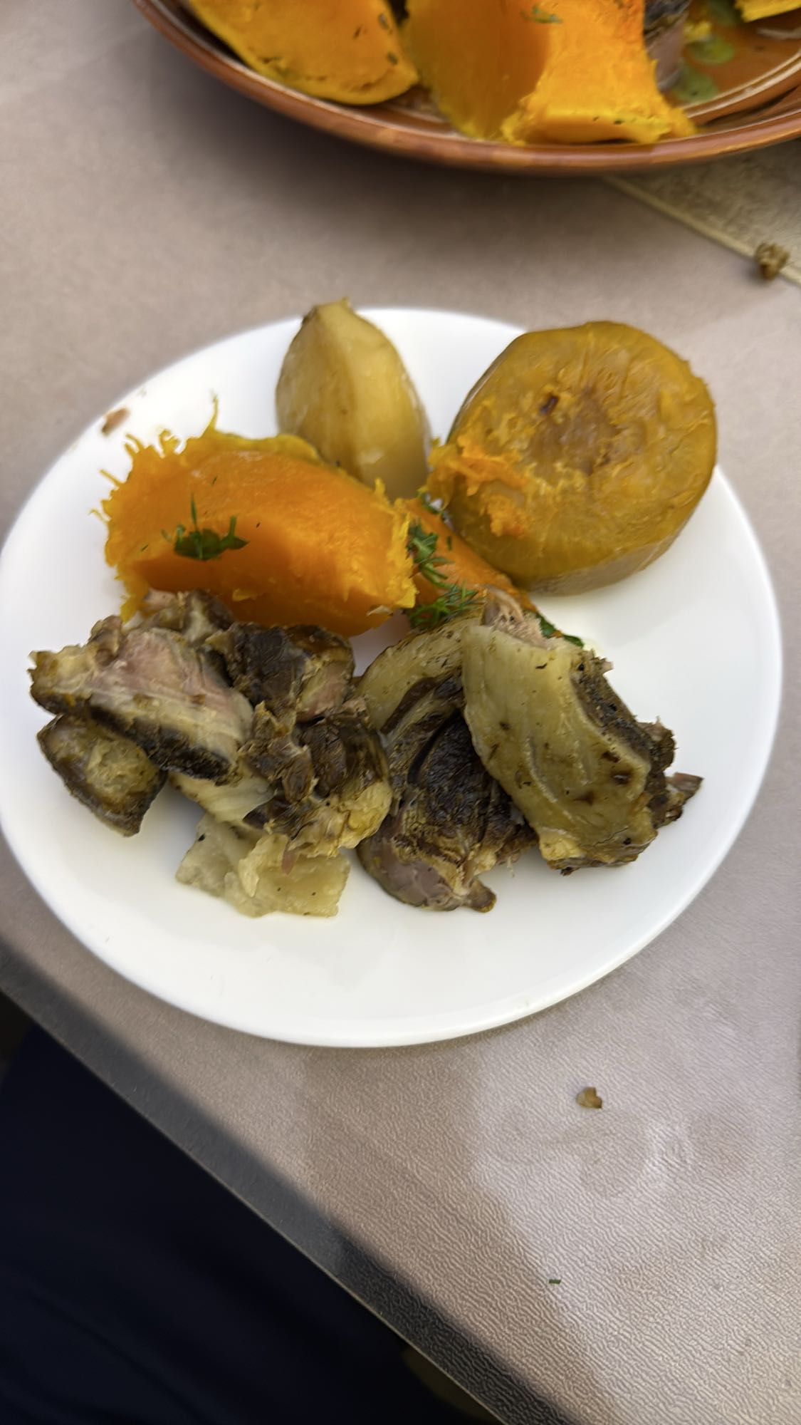 Тыква, картофель и баранина