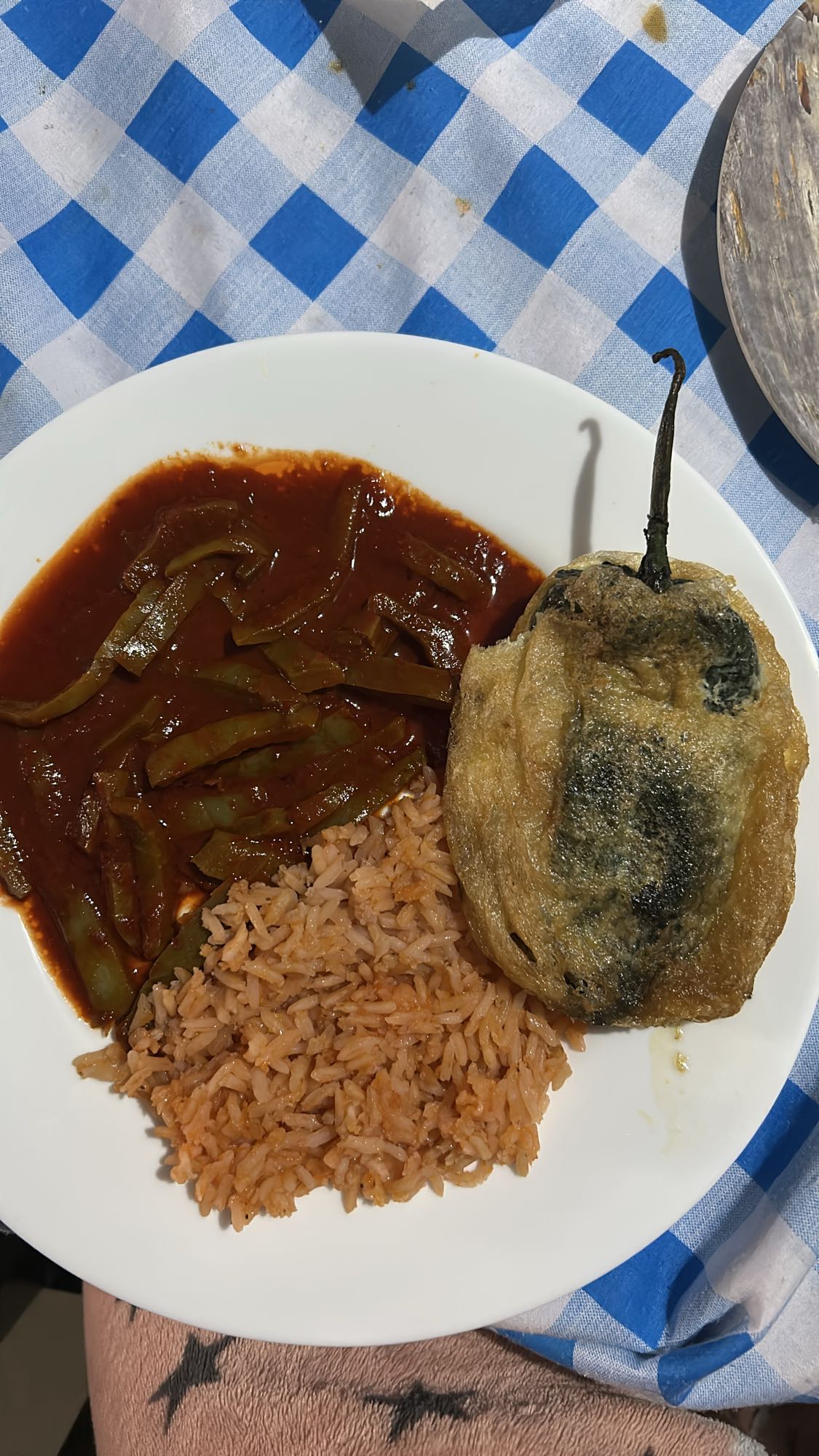 Chile relleno con arroz