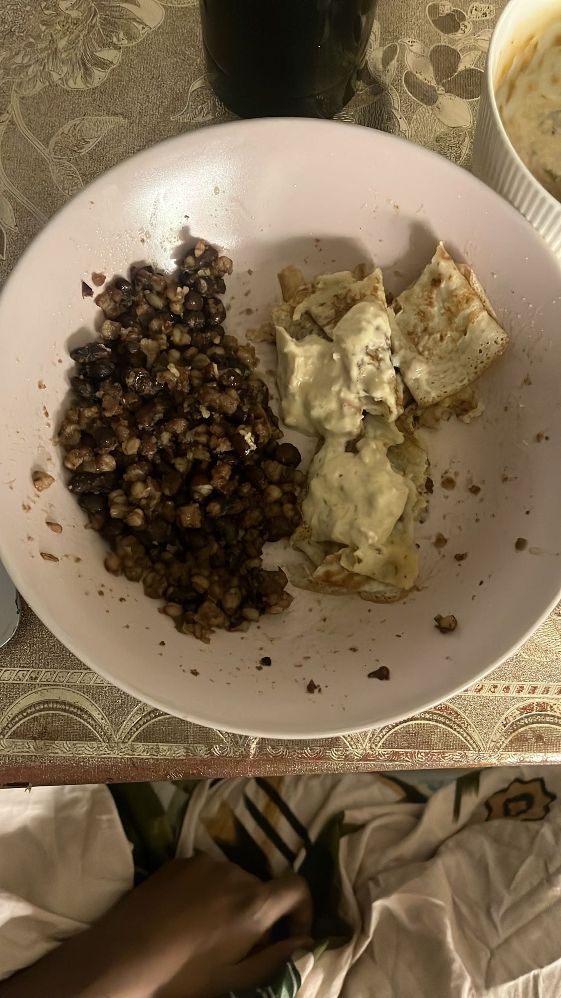 Eggs, beans, and sauce