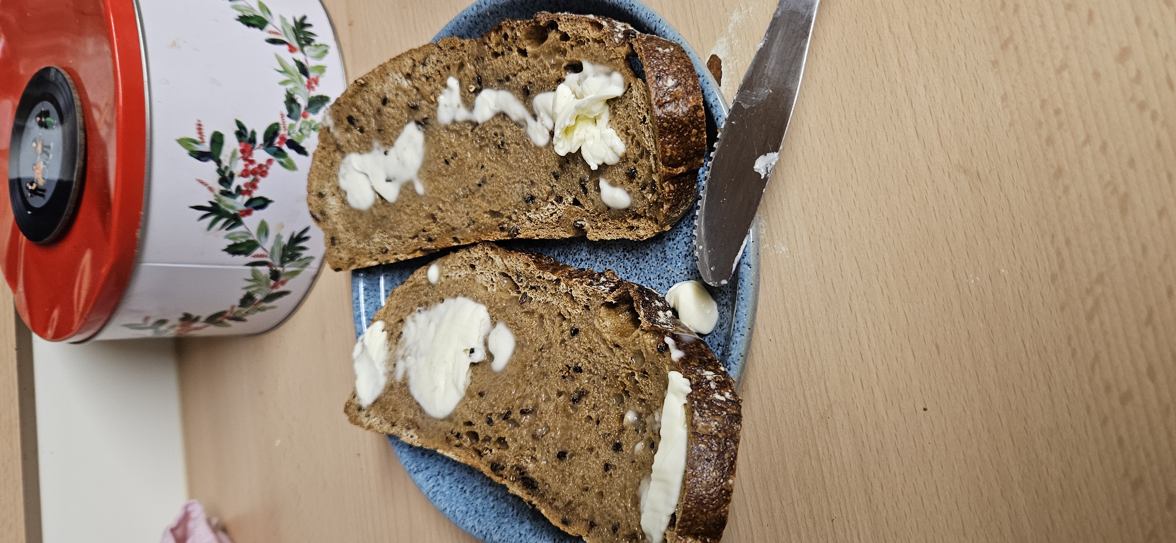 Seeded bread with butter