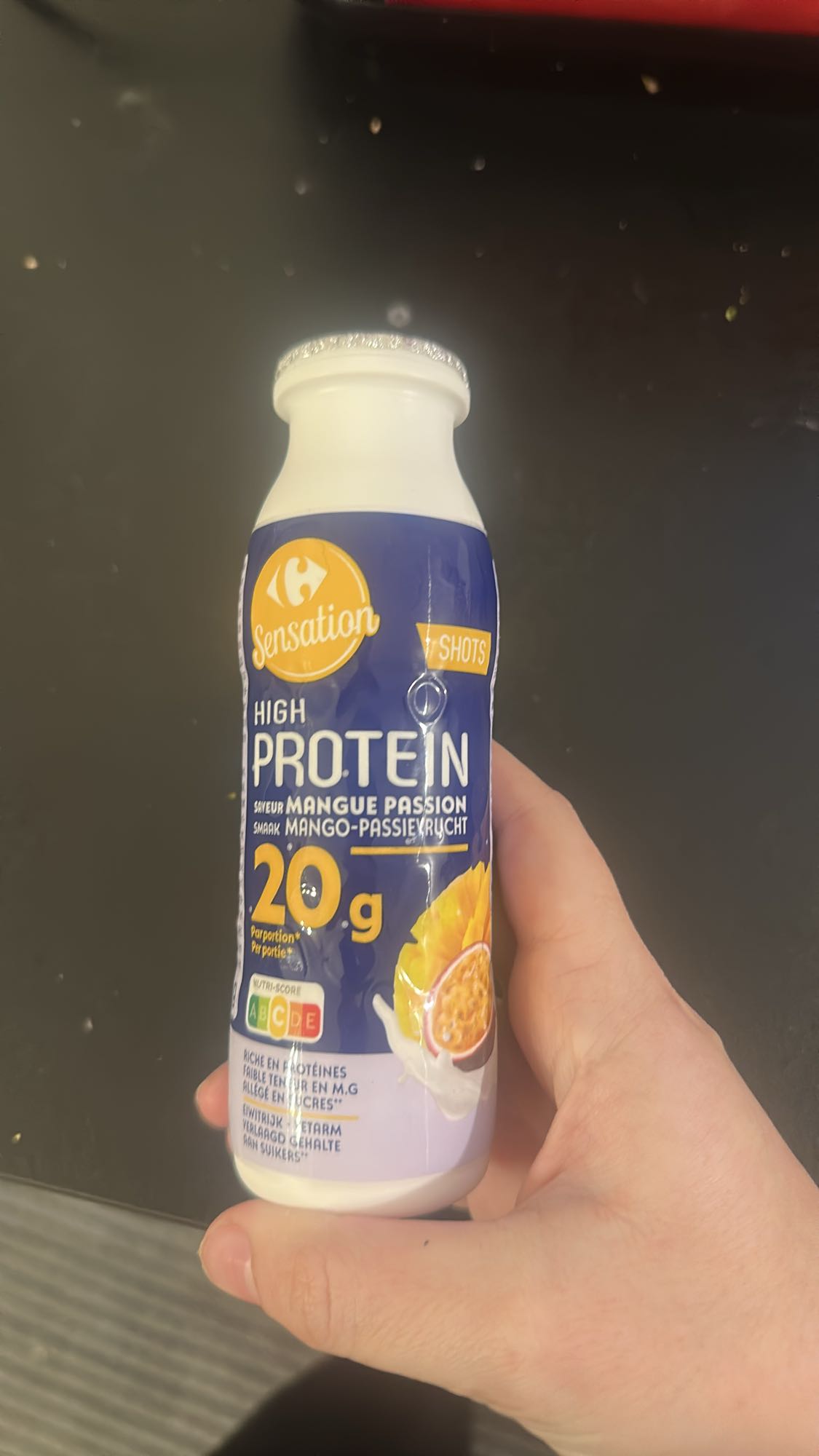 Shot protéiné mangue