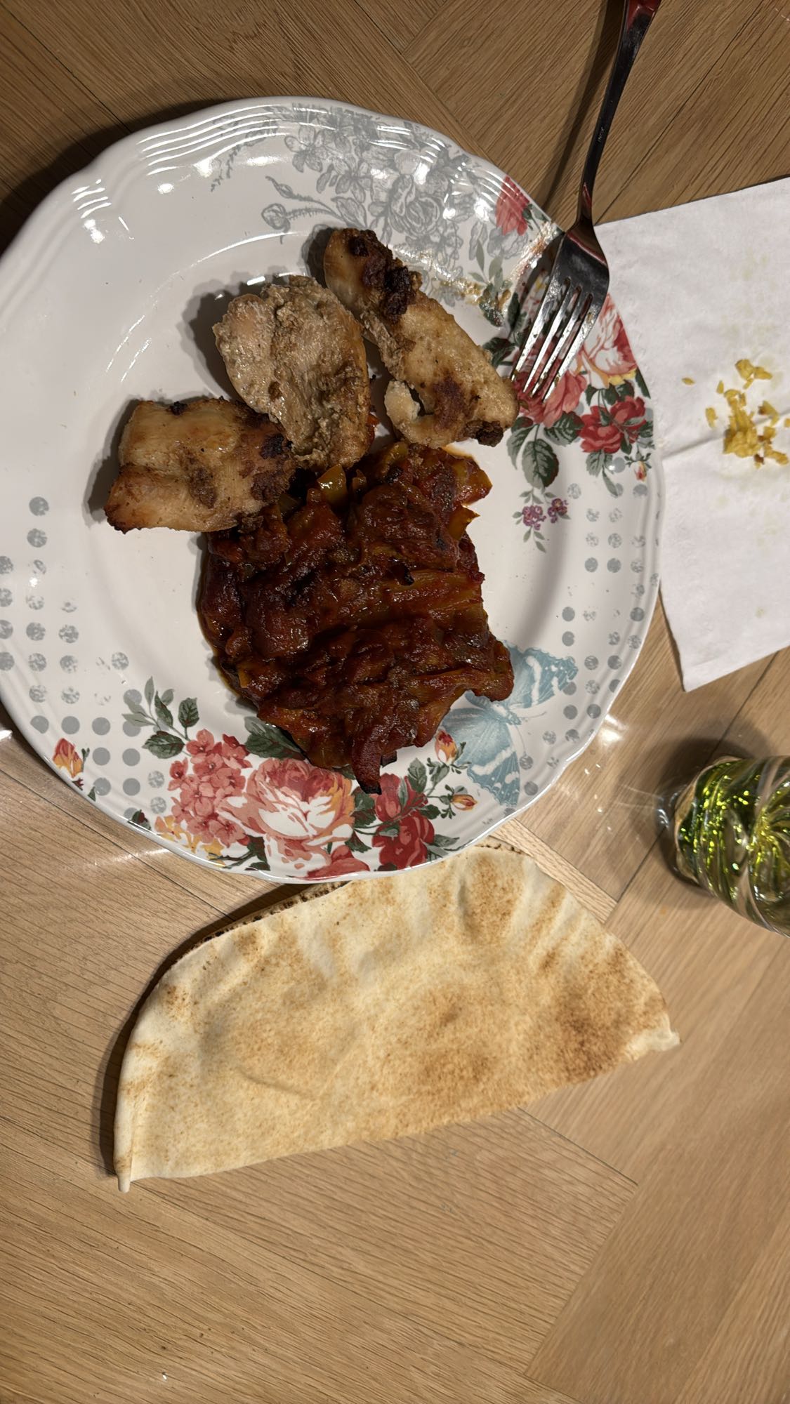 Chicken with bread and sauce