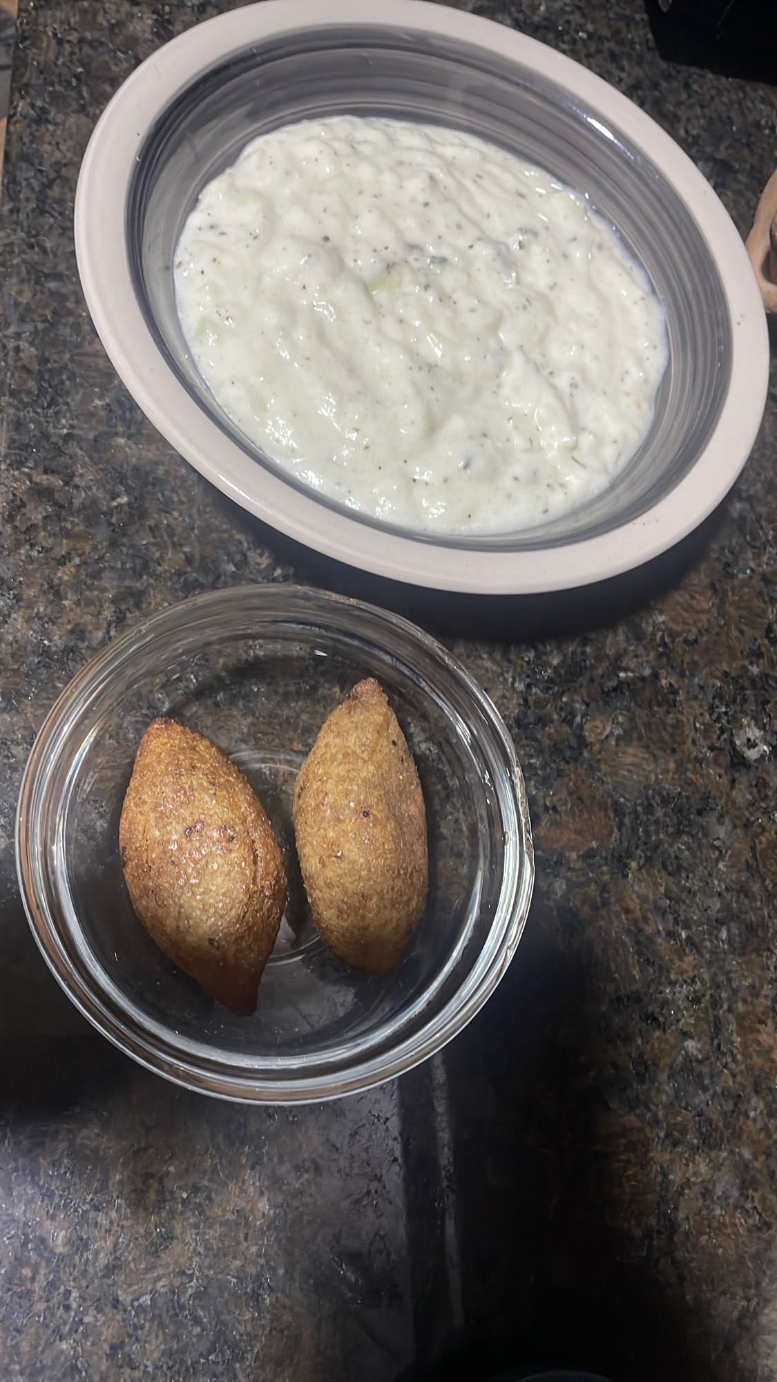 Kibbeh with yogurt dip