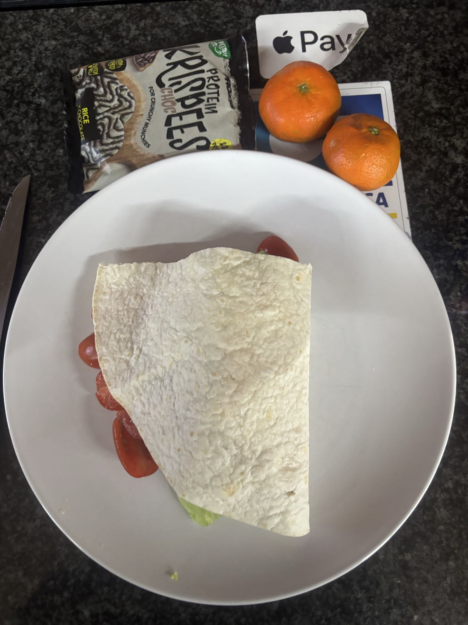 Wrap poulet, clémentines et galette protéinée