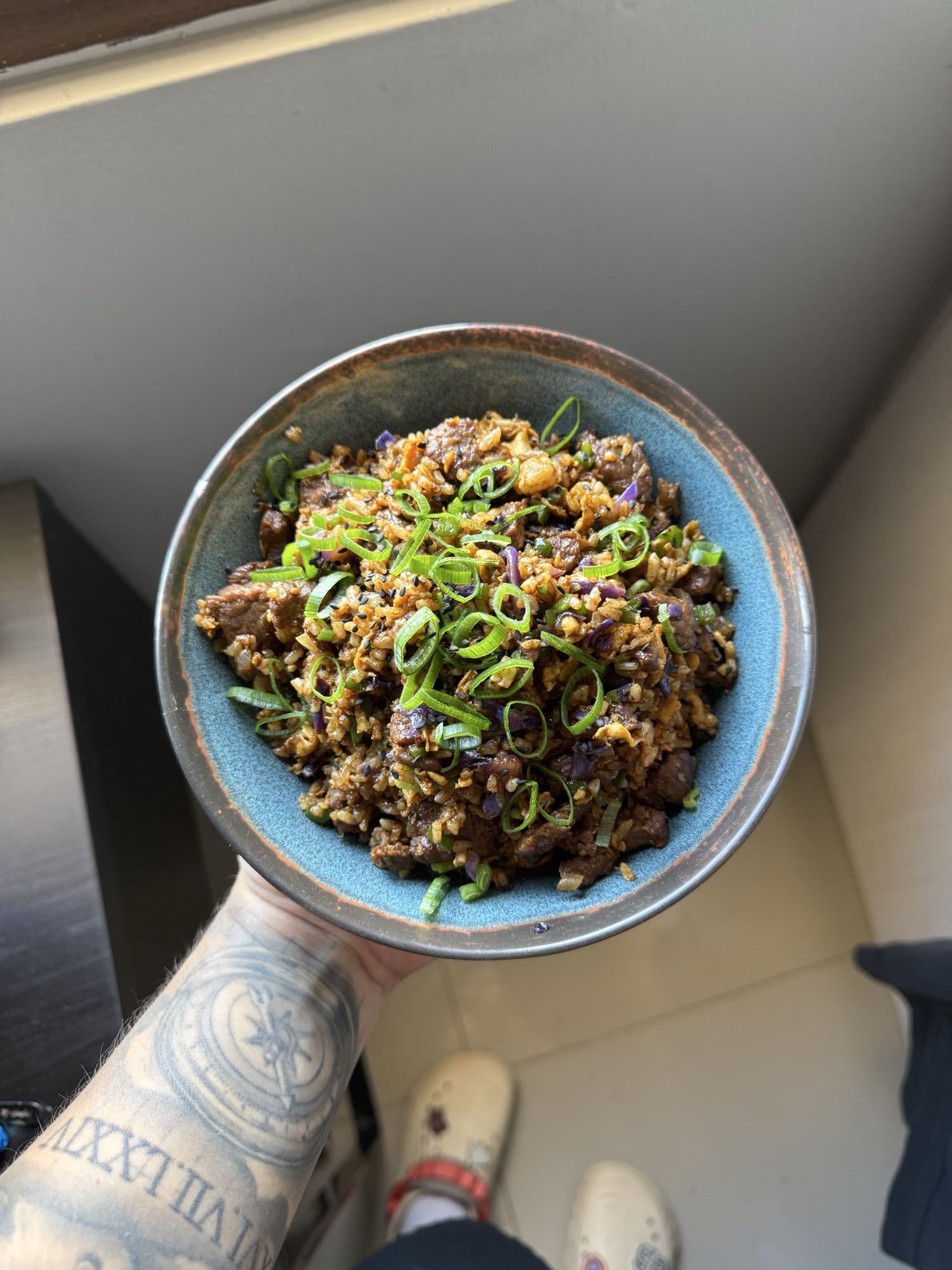 arroz frito con carne