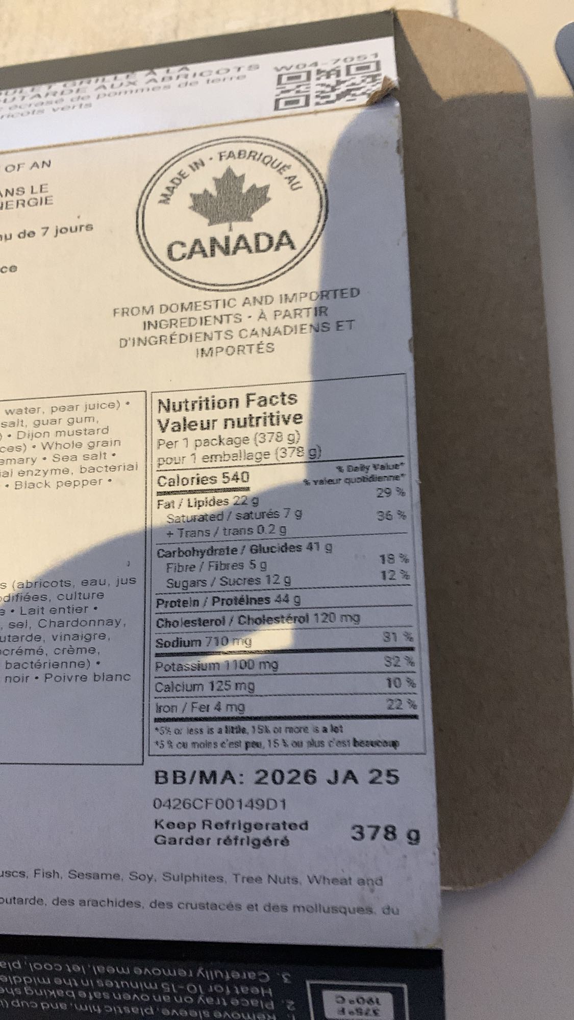 Repas préparé canadien