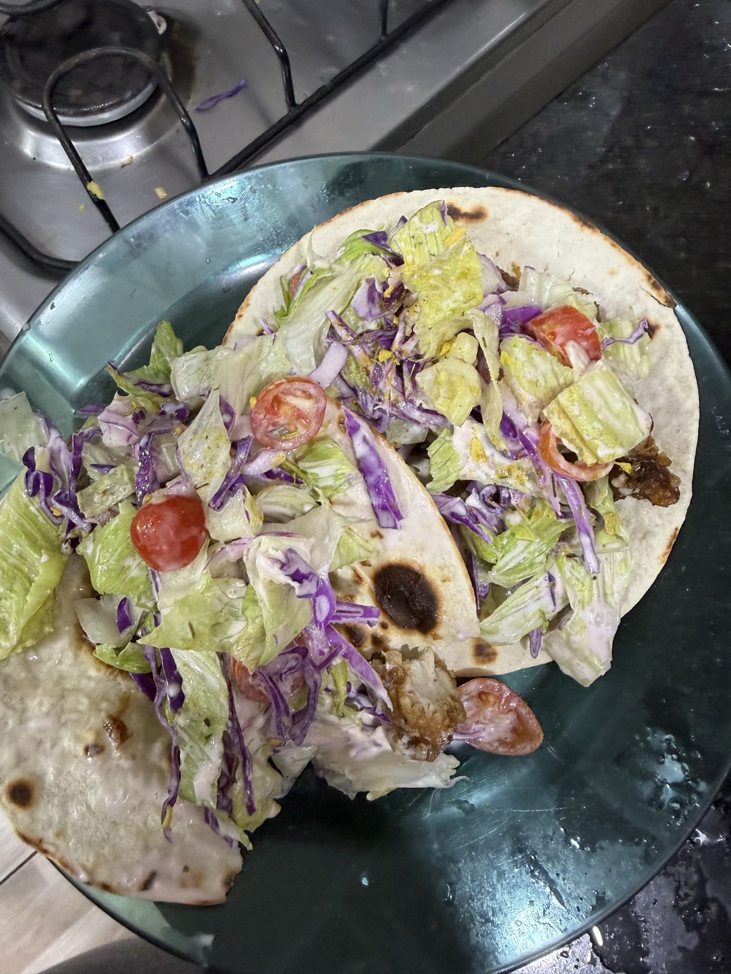 Taco de salada e carne