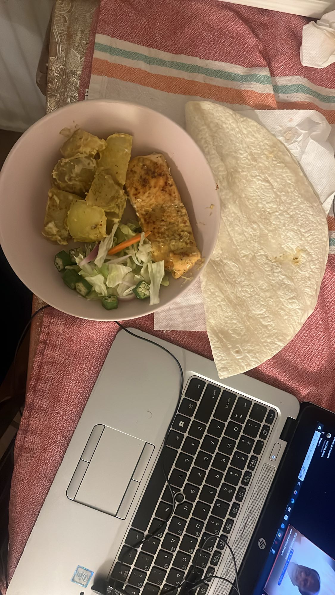 Salmon with salad & wrap