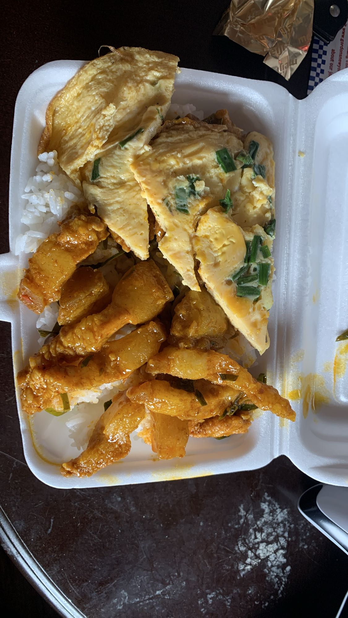 Egg omelet with pork rice