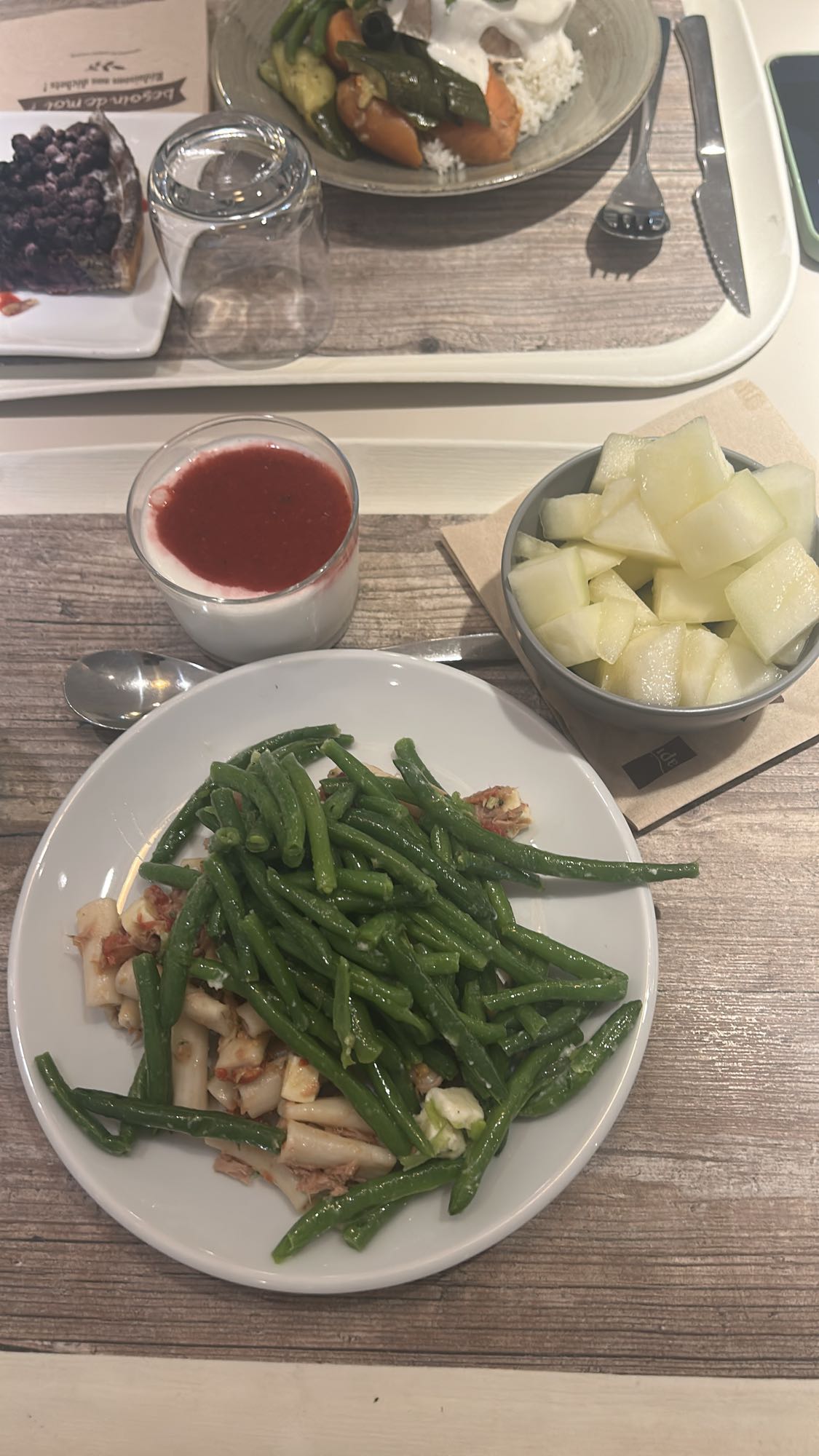 Haricots verts et dessert