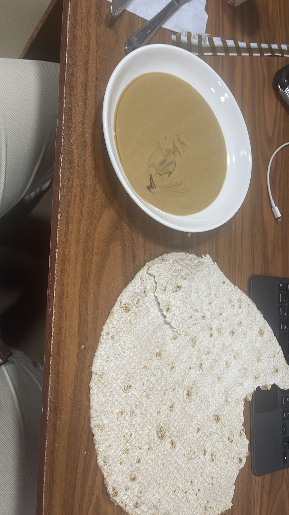 Tahini with date syrup and flatbread