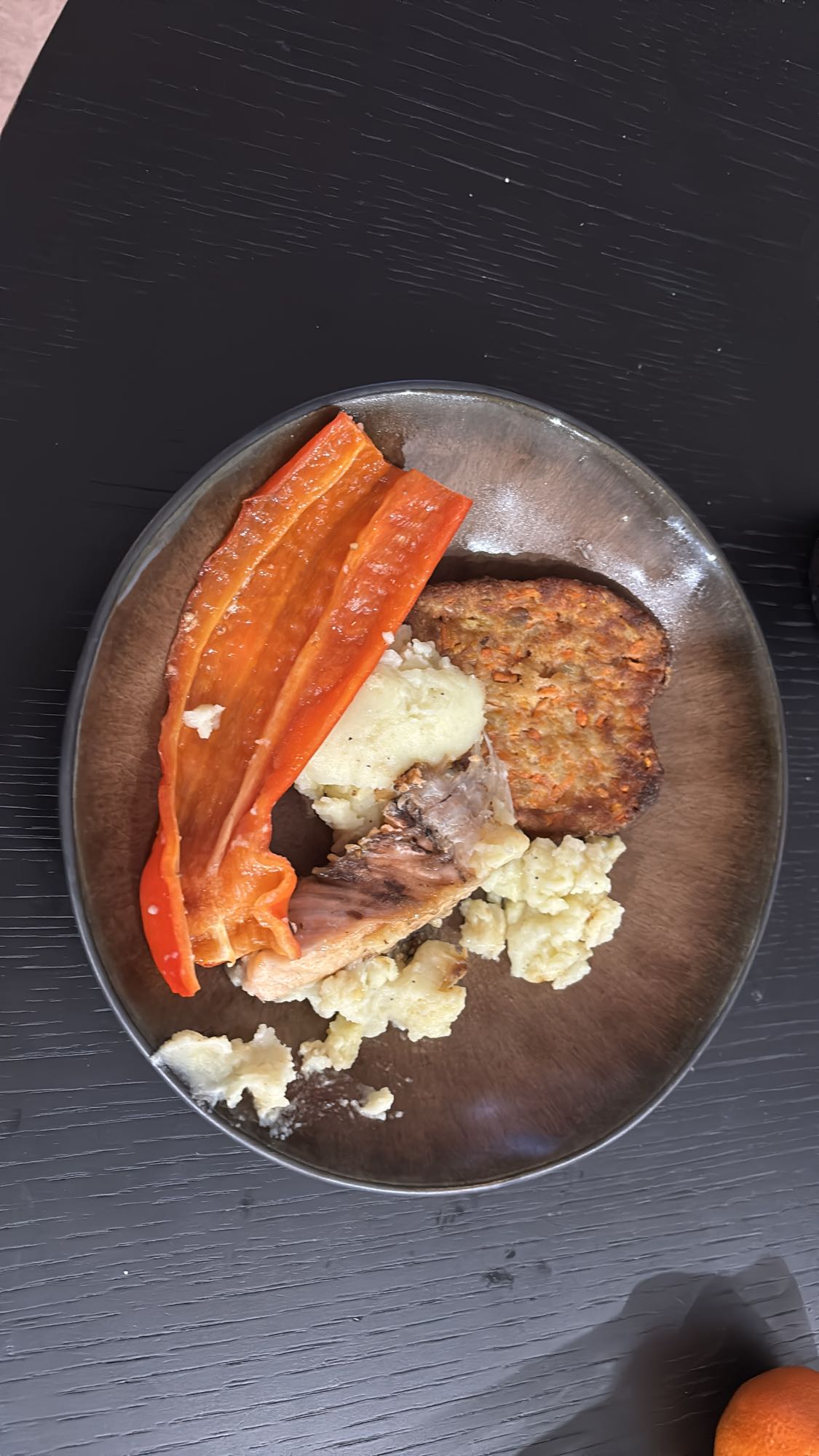 Poisson, purée, poivron