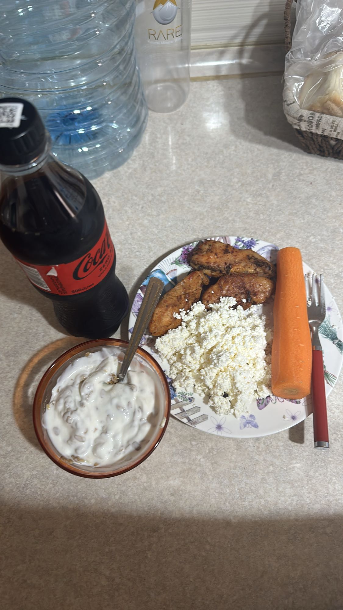 Chicken, cheese, carrot plate