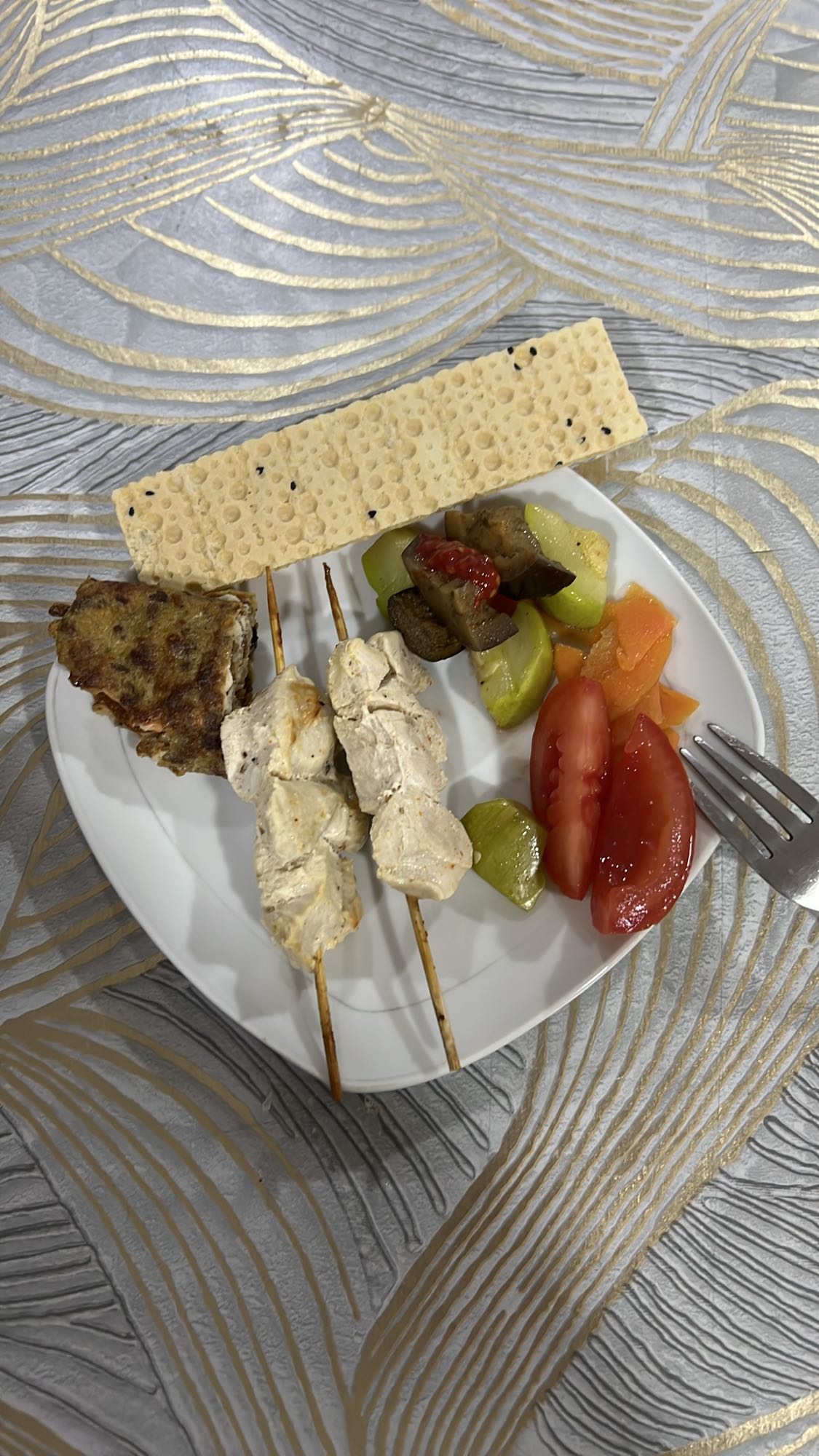 Куриный шашлык с овощами