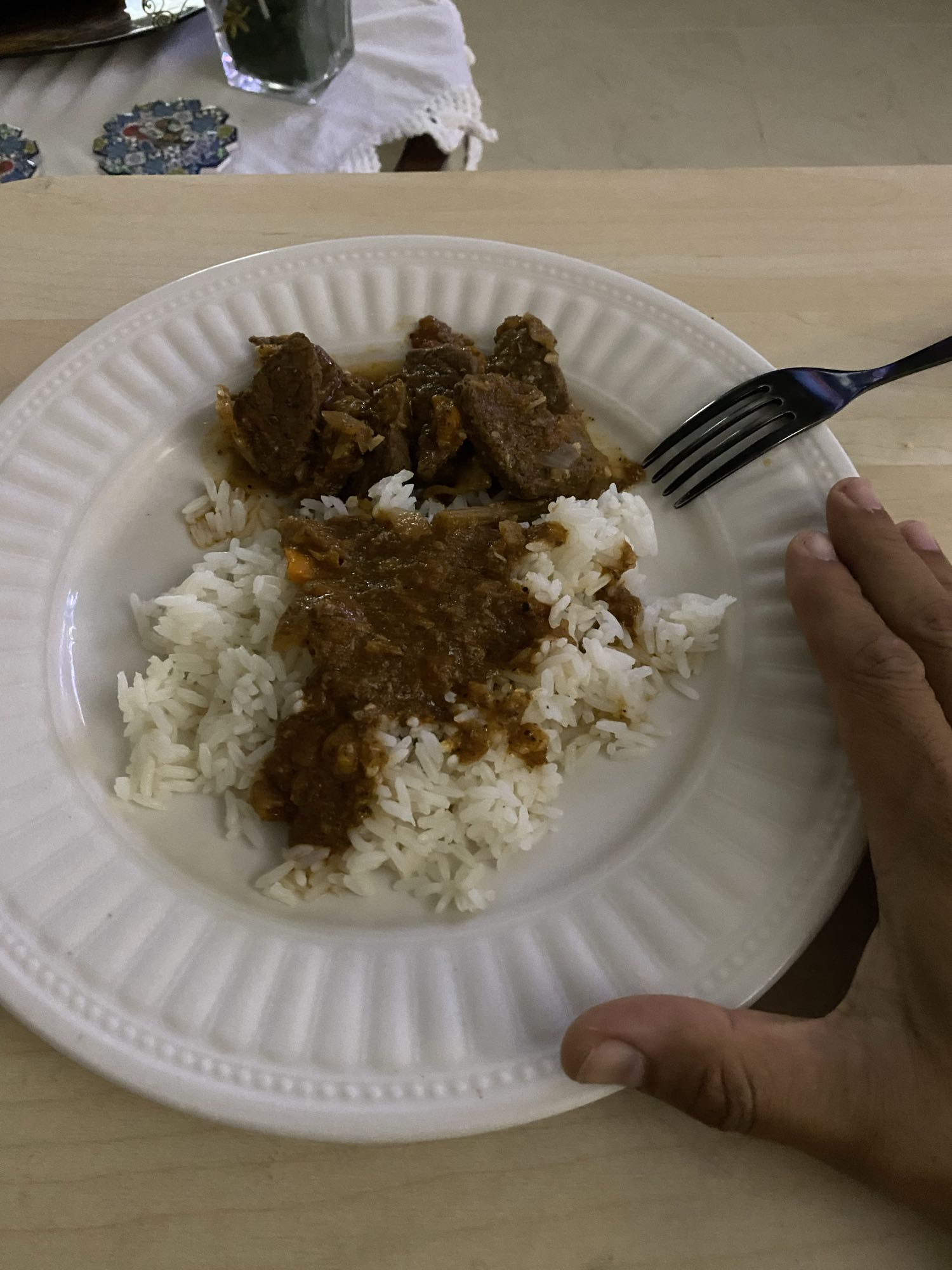 arroz con carne guisada