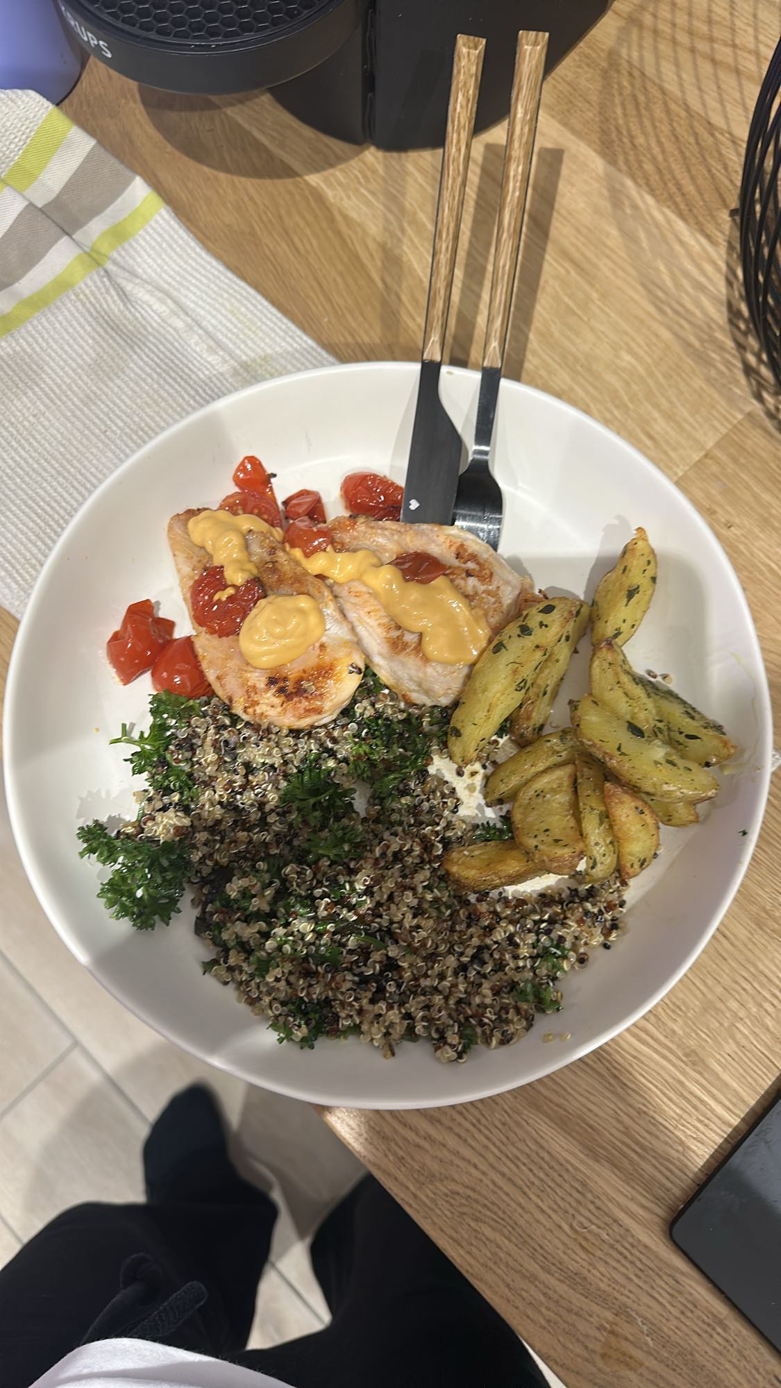 Poulet, quinoa et pommes de terre
