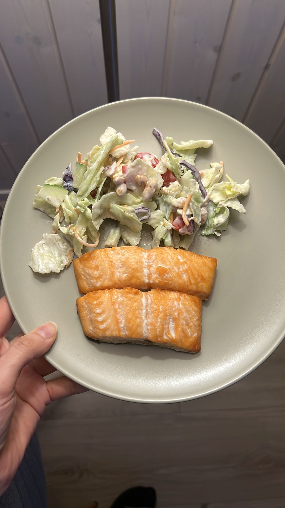 Salmon with creamy salad