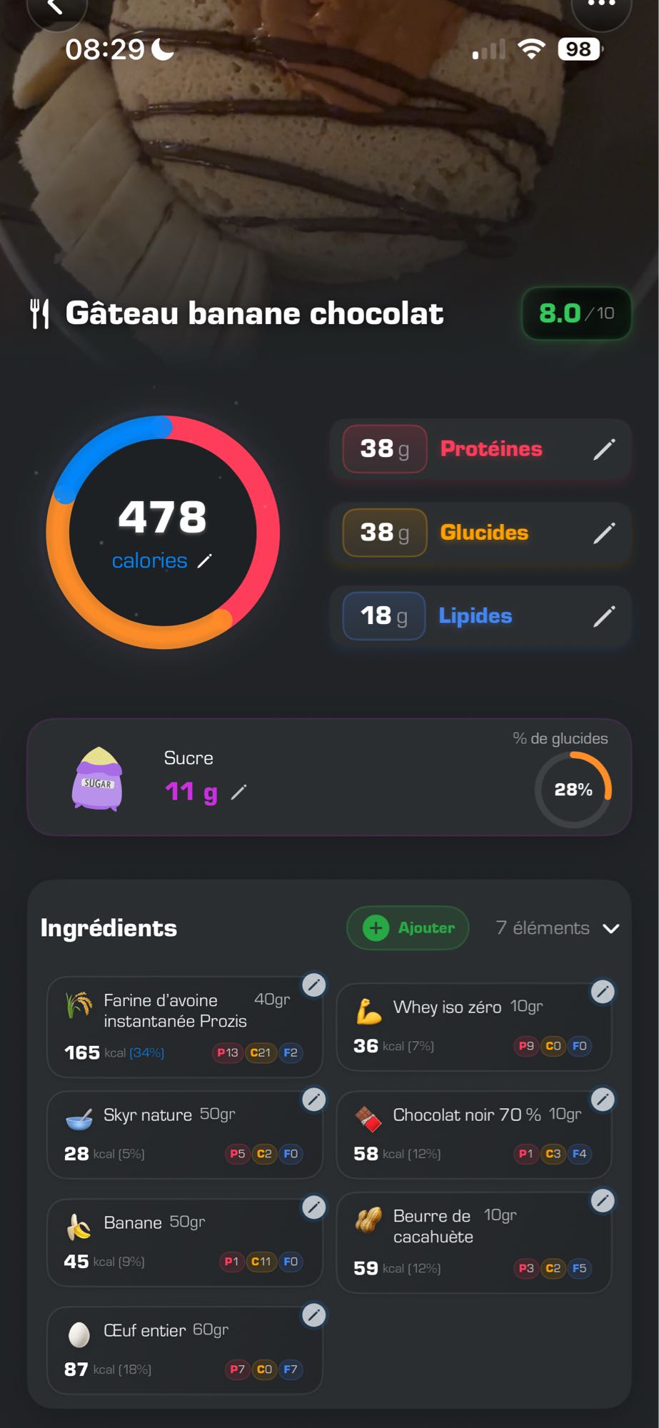 Gâteau banane chocolat