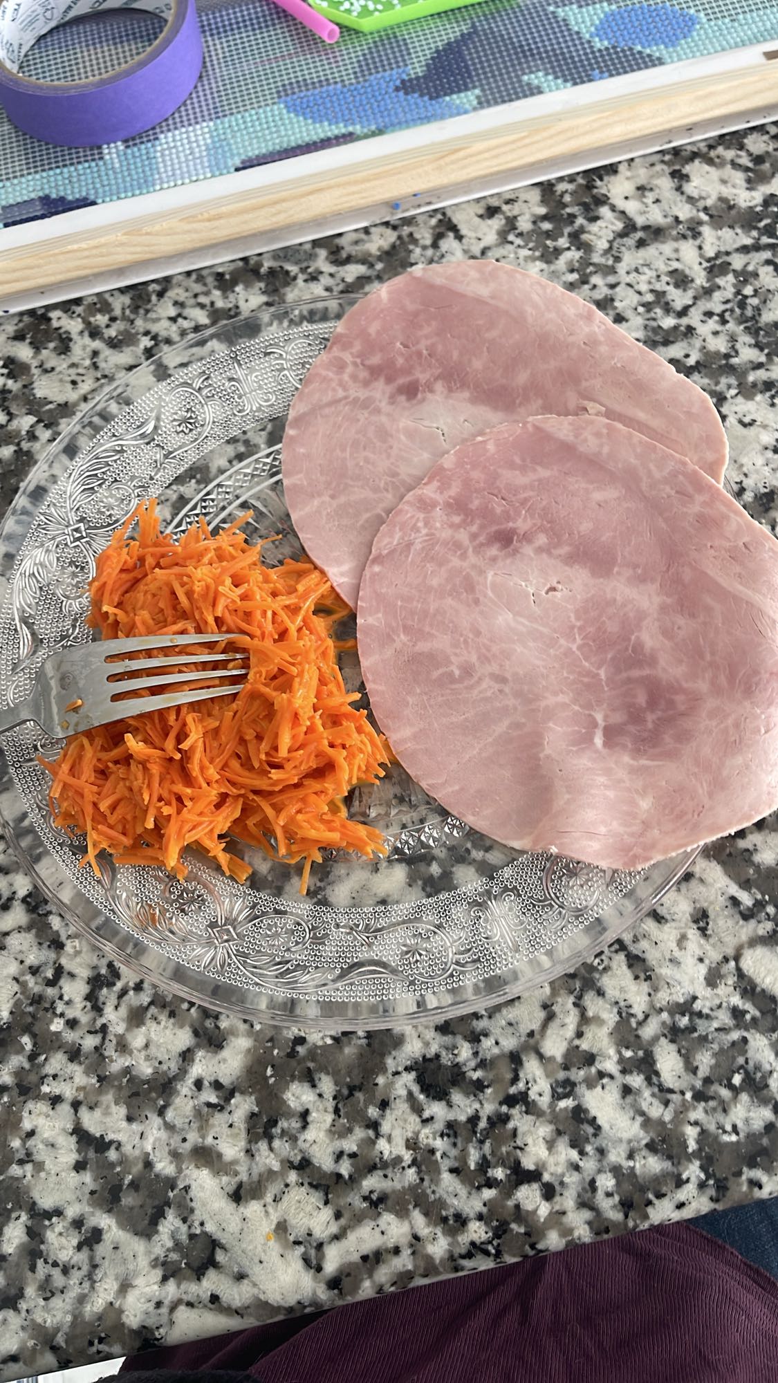 Jambon et carottes râpées