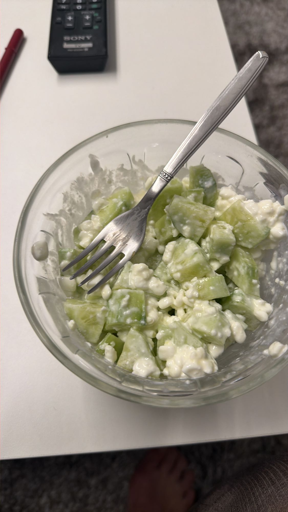 Komkommer cottage cheese salade