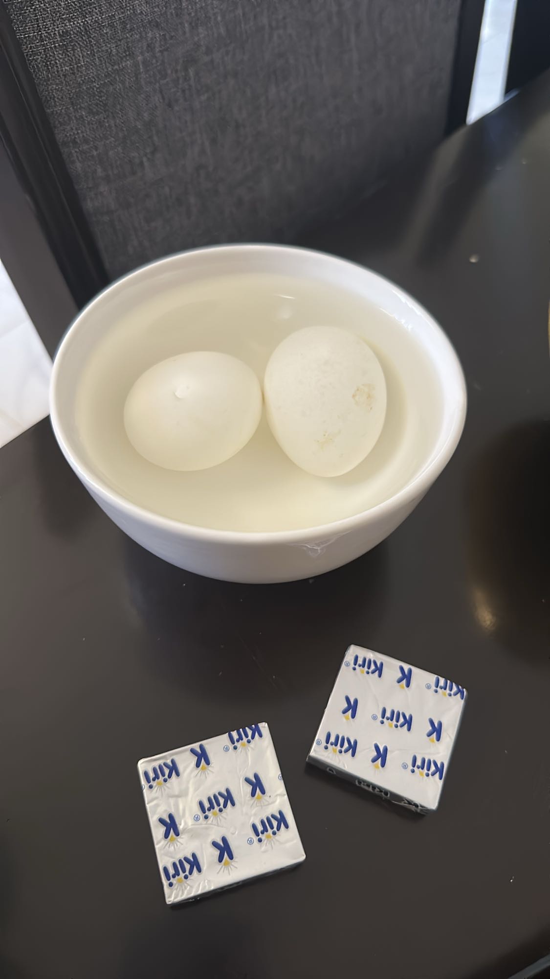 Boiled eggs with cheese and bread