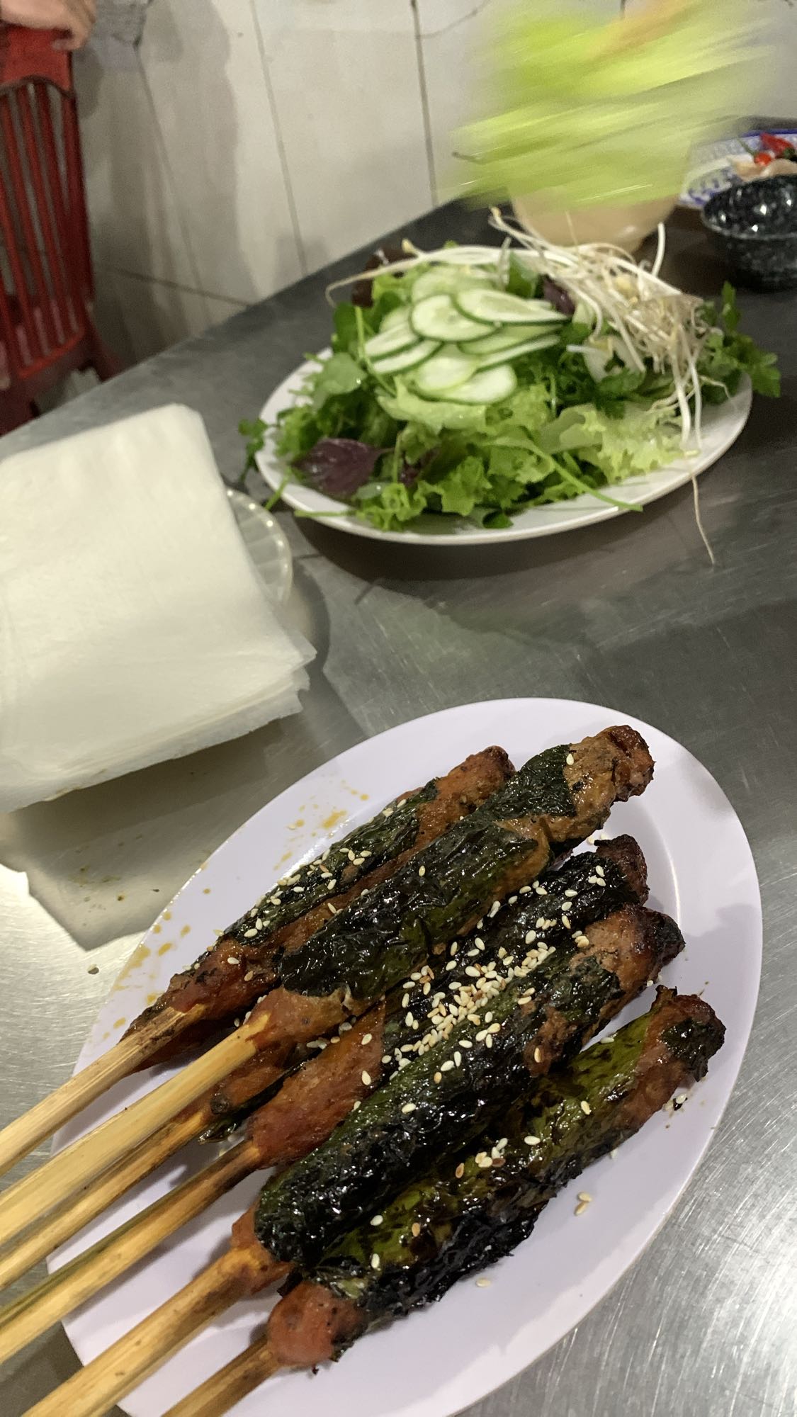 Vietnamese grilled beef rolls