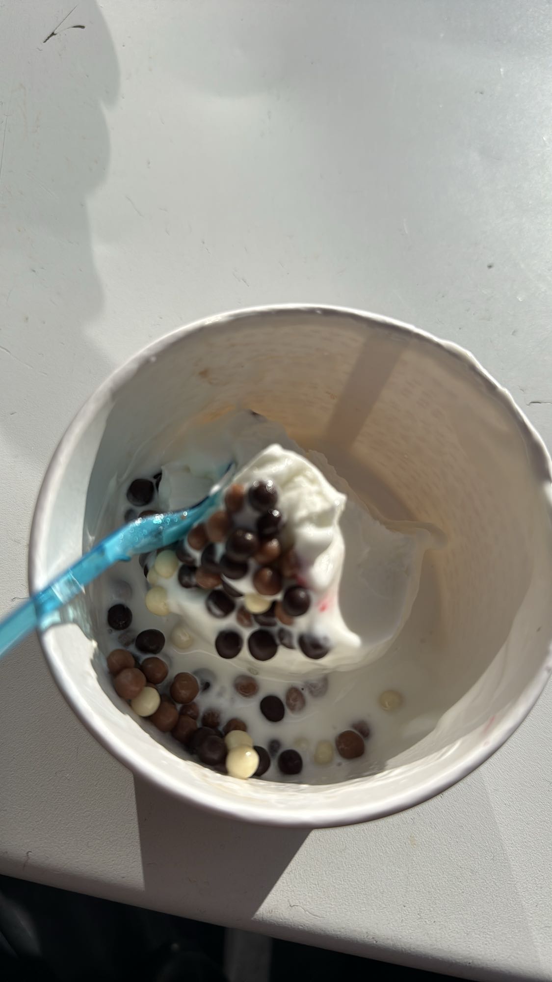 Yoghurt met chocoladebolletjes