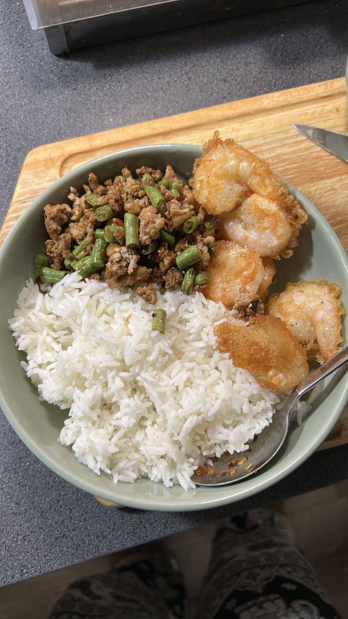 Ris med kjøtt og reker