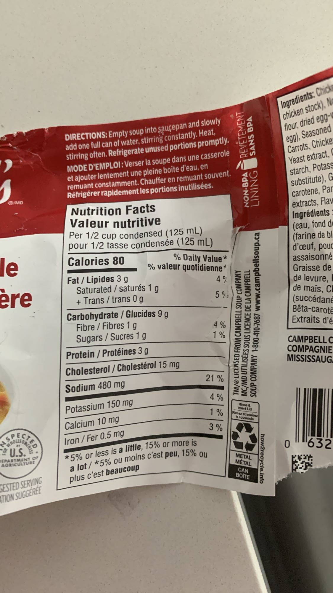 Soupe poulet et nouilles