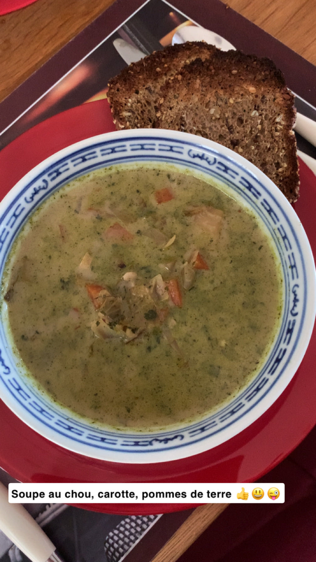 Soupe chou carotte patate