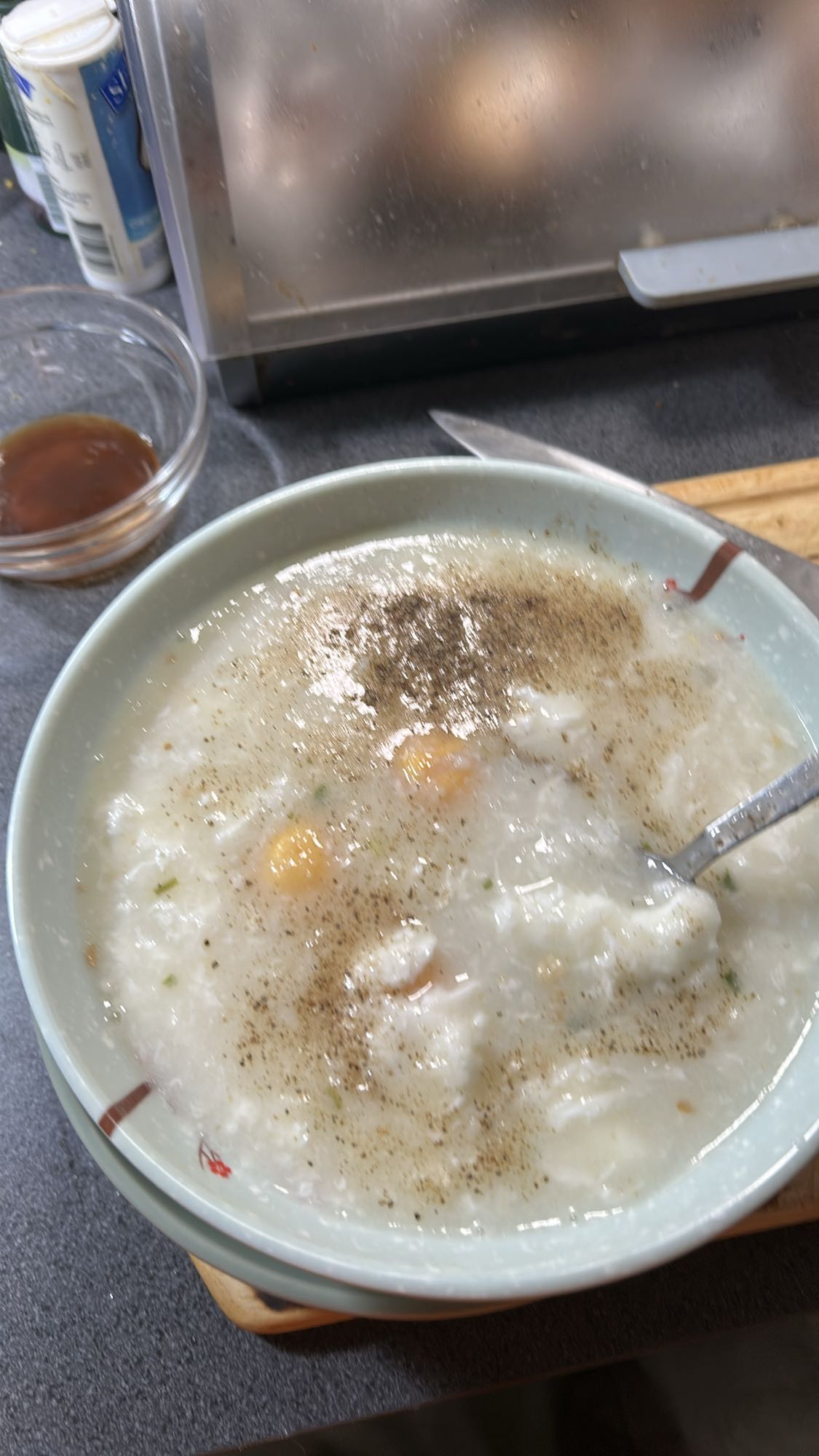 Kylling congee med egg