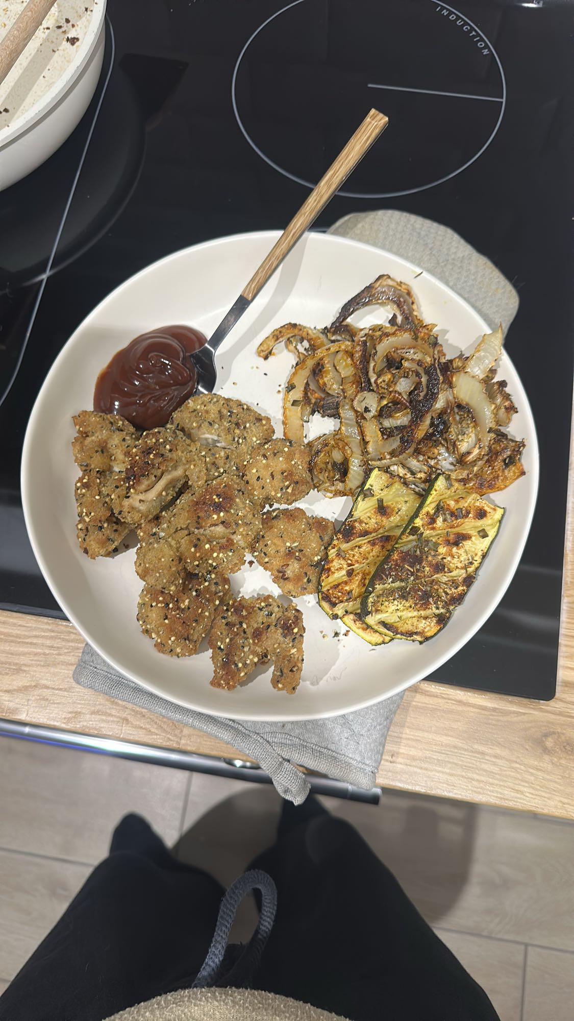 Poulet pané et légumes