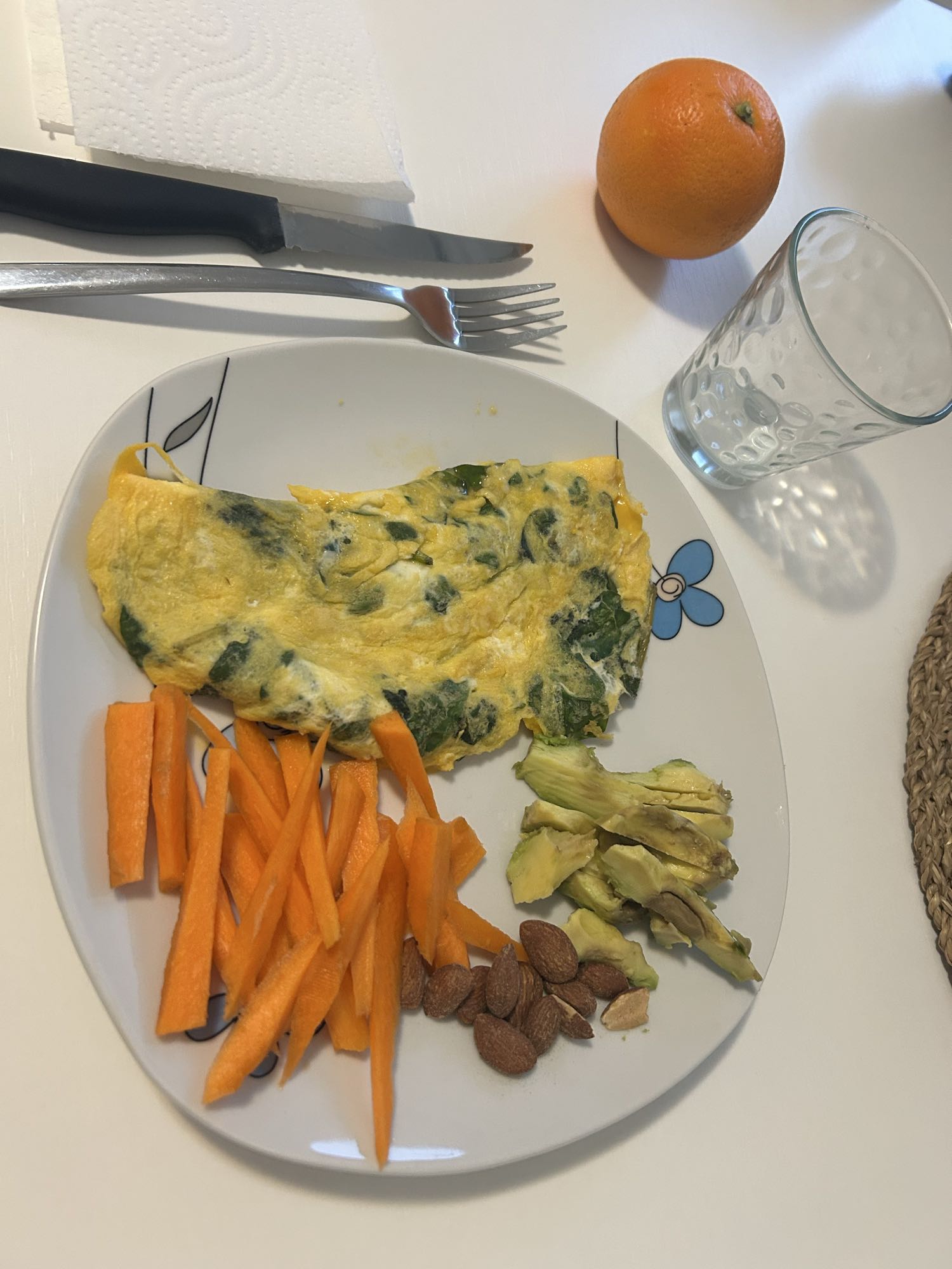 Tortilla espinacas con dos huevos