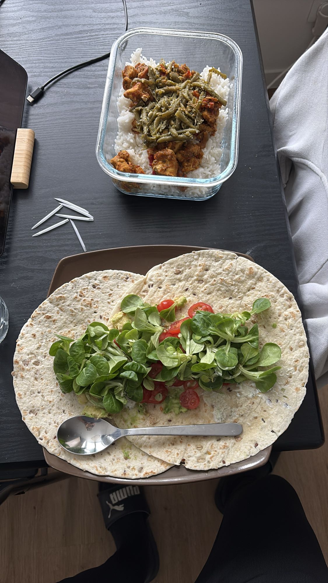 Wraps et riz poulet haricots