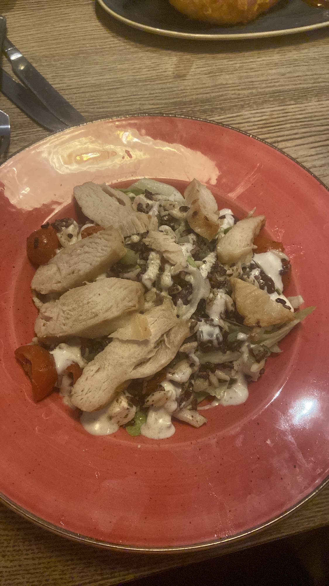 Chicken salad with dressing