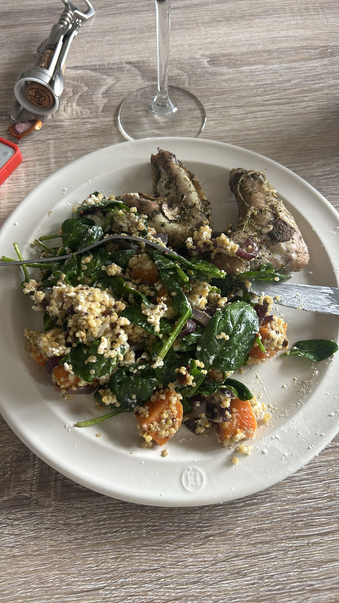 Caille et salade quinoa