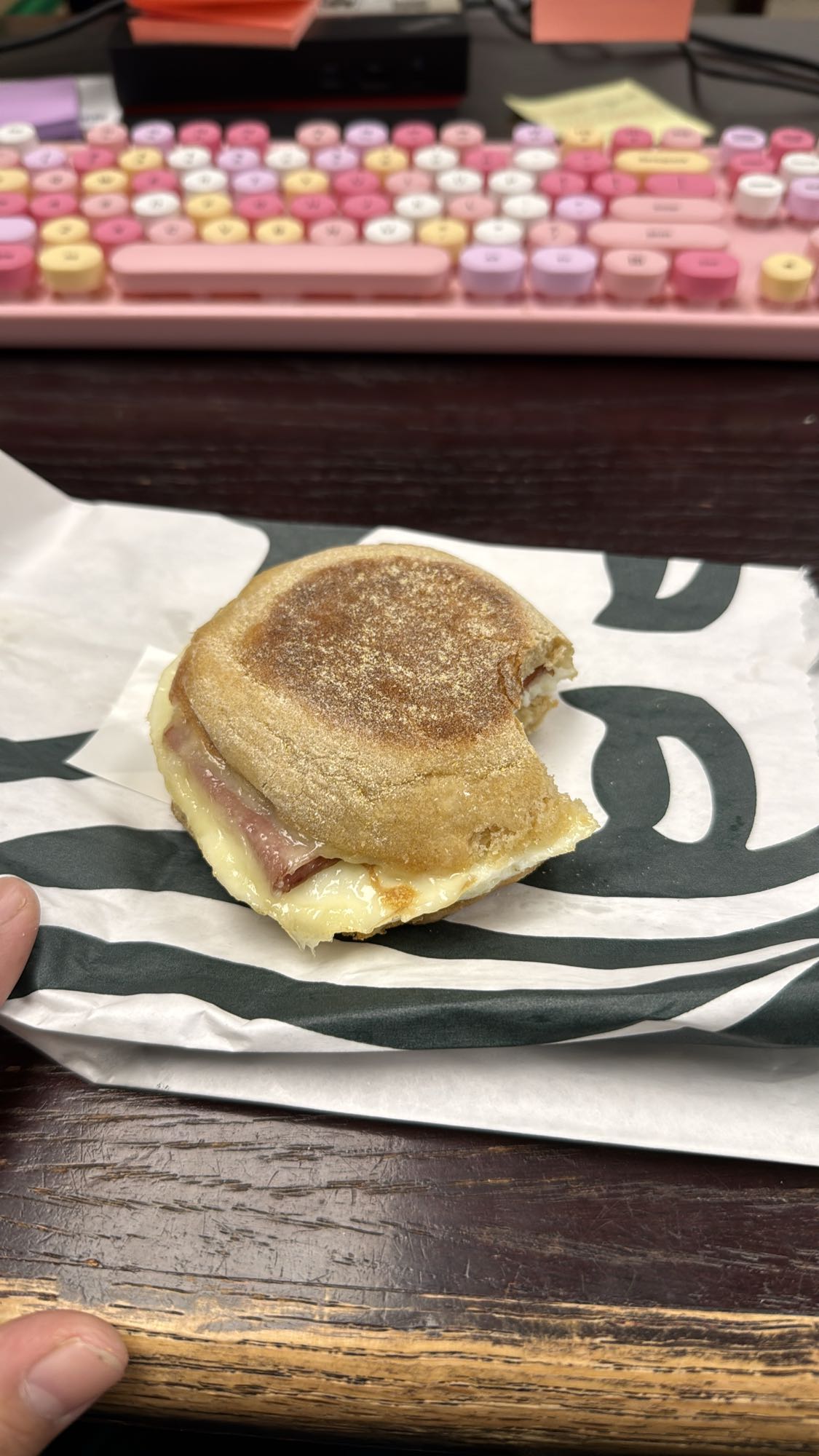 Turkey bacon breakfast sandwich