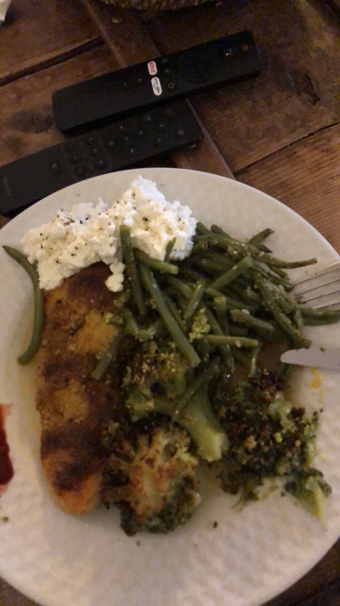 Poulet pané légumes verts